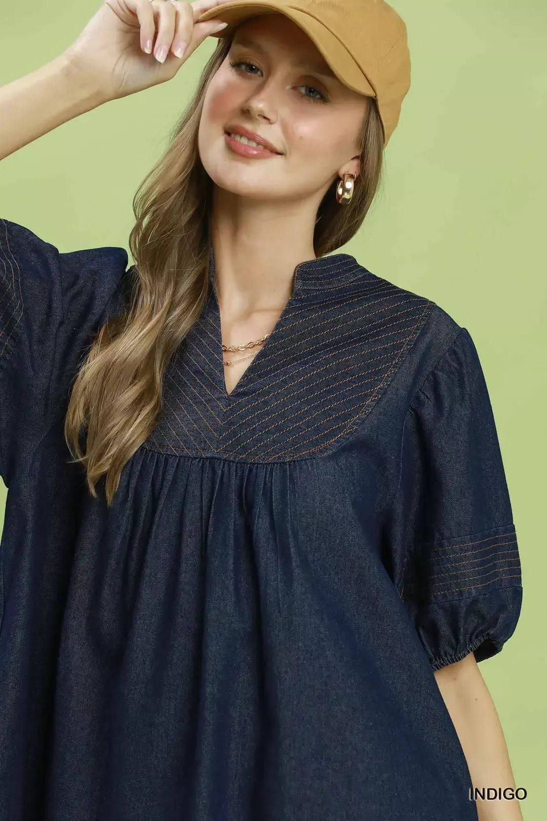 umgee notched puff Umgee Notched Puff Sleeve Mini Dress with Pockets view 4 (dress) - shop at us.meeeshop