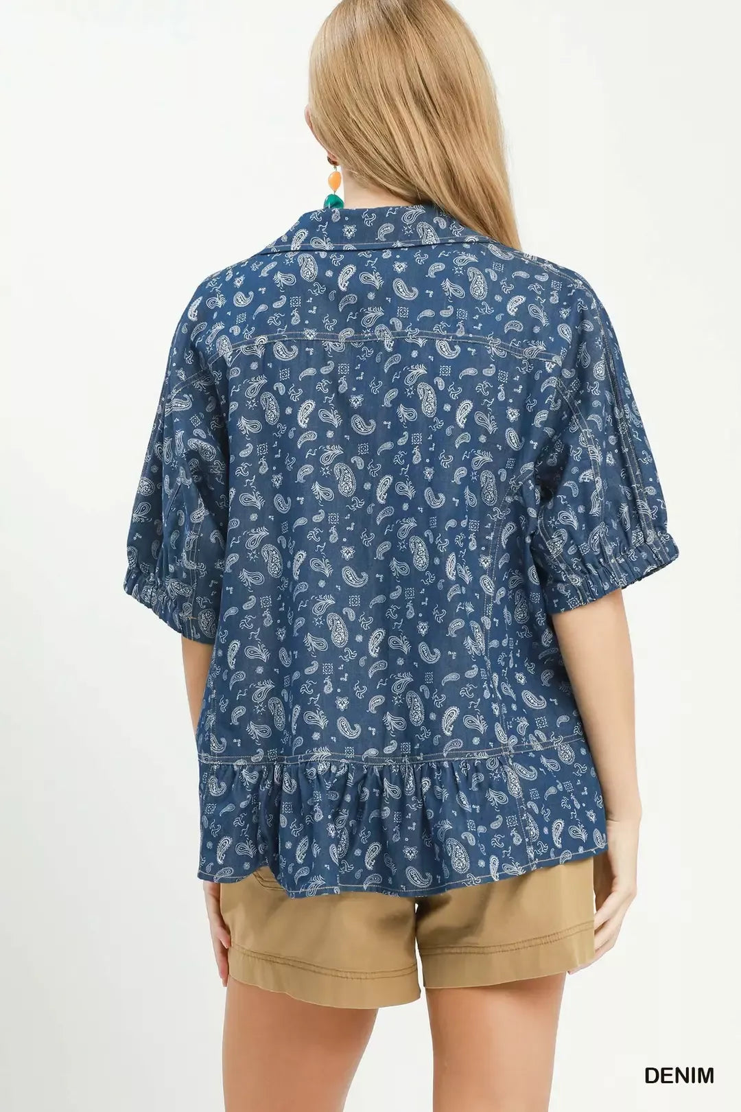 umgee paisley print Umgee Paisley Print Chambray Top view 3 (top) - shop at us.meeeshop