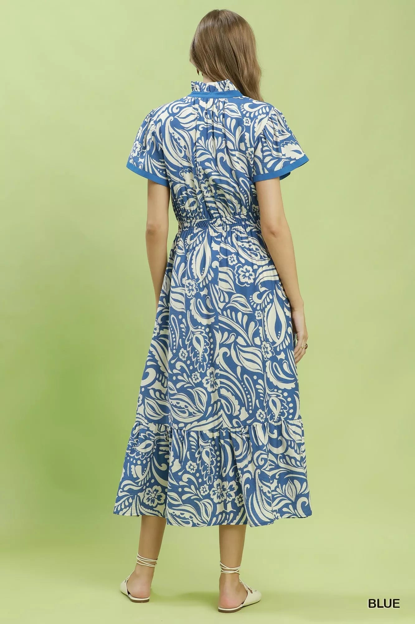 umgee paisley print Umgee Paisley Print Midi Dress with Side Pockets view 3 (dress) - shop at us.meeeshop