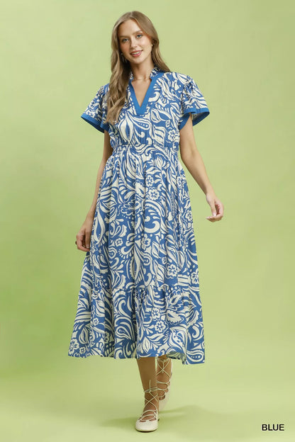umgee paisley print Umgee Paisley Print Midi Dress with Side Pockets view 5 (dress) - shop at us.meeeshop