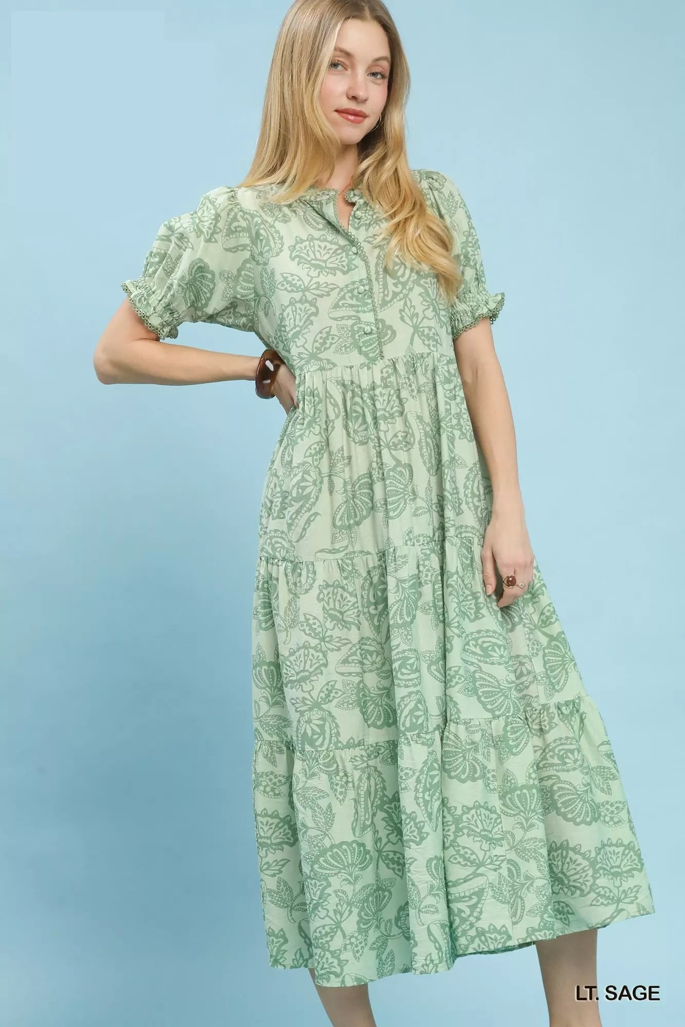 umgee paisley print Umgee Paisley Print Tiered Midi Dress view 3 (dress) - shop at us.meeeshop