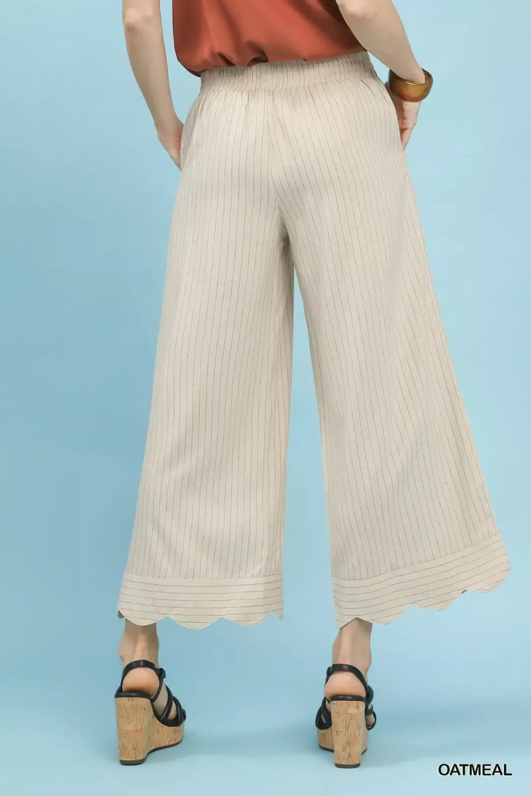 umgee pinstripe wide Umgee Pinstripe Wide Leg Pants view 3 (bottom) - shop at us.meeeshop