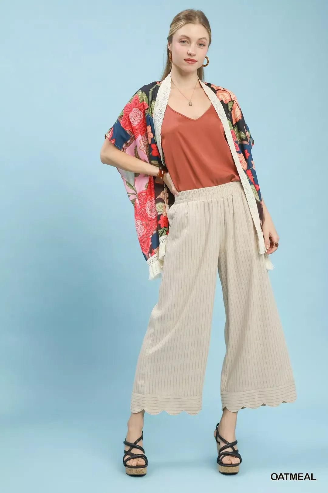 umgee pinstripe wide Umgee Pinstripe Wide Leg Pants view 4 (bottom) - shop at us.meeeshop