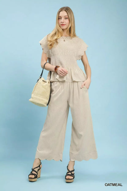 umgee pinstripe wide Umgee Pinstripe Wide Leg Pants view 5 (bottom) - shop at us.meeeshop