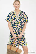 Umgee Polka Dot Print Tunic Dress HONEY / GREEN (dress) - pol dress, pol tunic dress, pol umgee polka d - shop at us.meeeshop