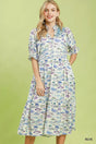 Umgee Print Tiered Midi Dress