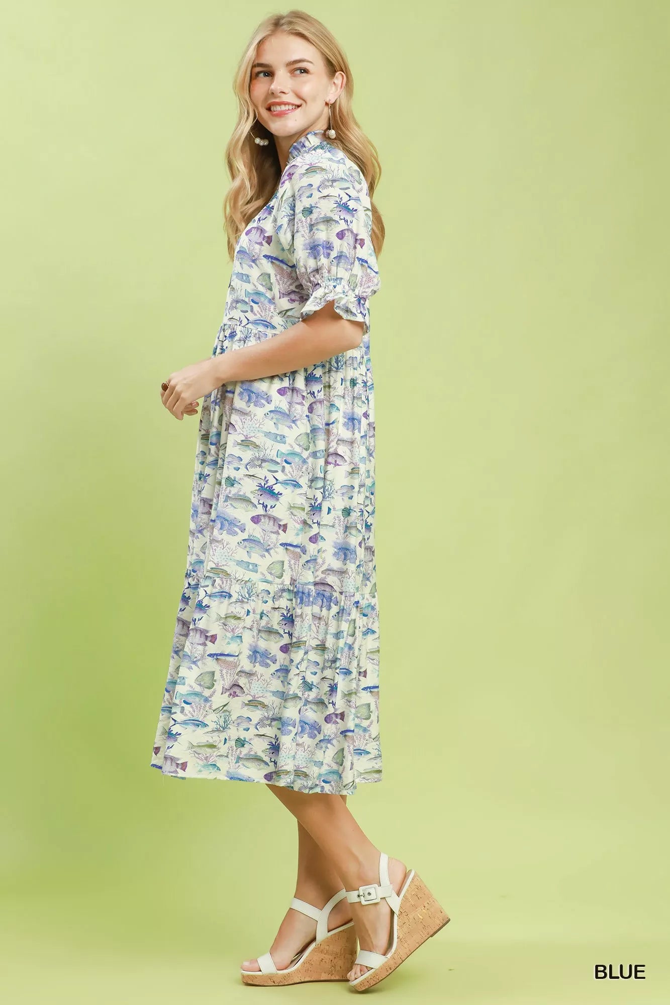 umgee print tiered Umgee Print Tiered Midi Dress view 2 (dress) - shop at us.meeeshop