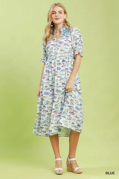 umgee print tiered Umgee Print Tiered Midi Dress view 4 (dress) - shop at us.meeeshop