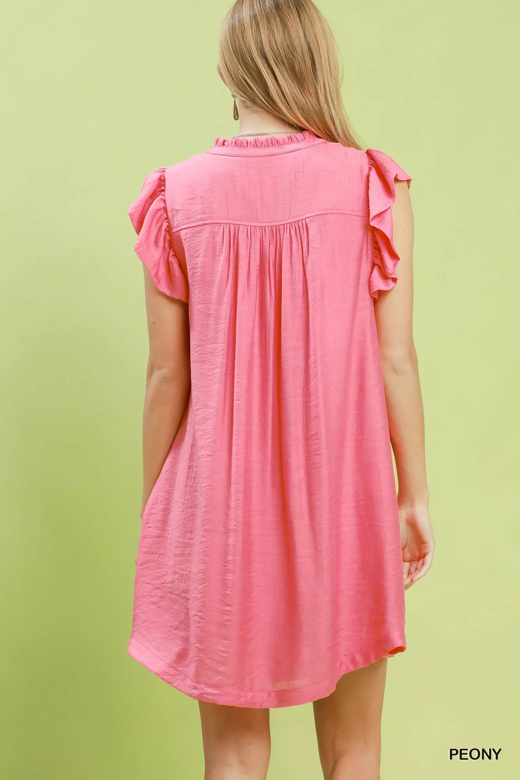 Umgee Ruffle Sleeve Henley Shift Dress PEONY view 3 (dress) - umgee ruffle sleeve dress, umgee ruffle n - shop at us.meeeshop