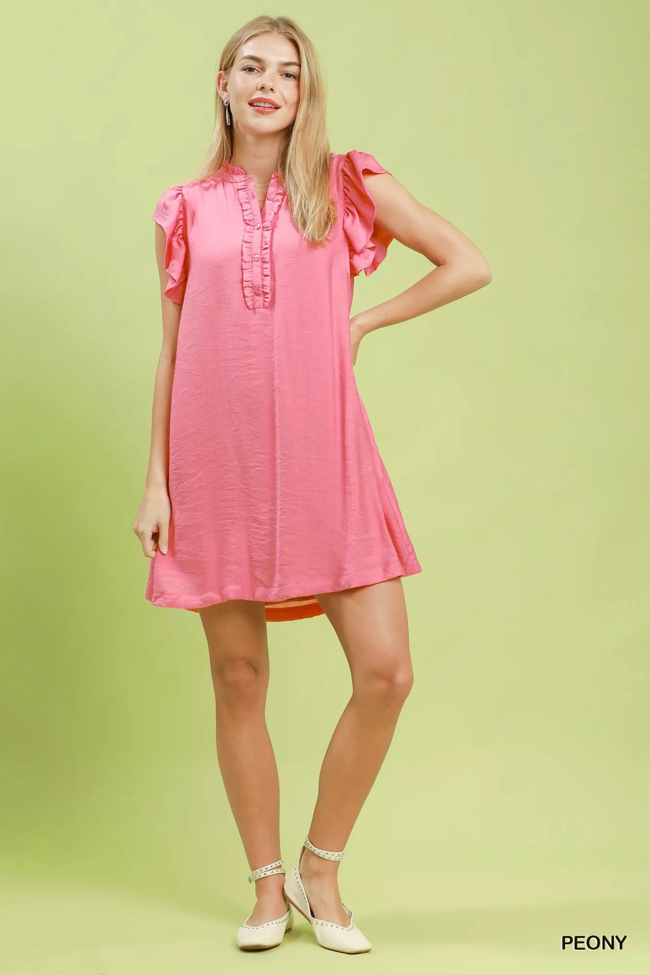 Umgee Ruffle Sleeve Henley Shift Dress view 4 (dress) - umgee ruffle sleeve dress, umgee ruffle neck dr - shop at us.meeeshop