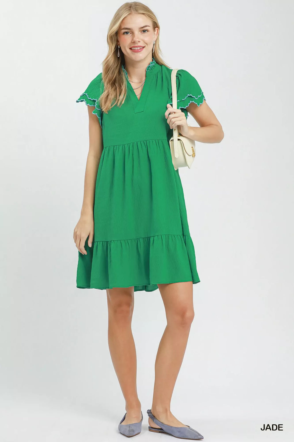 Umgee Scallop Flutter Sleeve Tiered Mini Dress view 4 (dress) - umgee scalloped sleeve dress, scalloped - shop at us.meeeshop