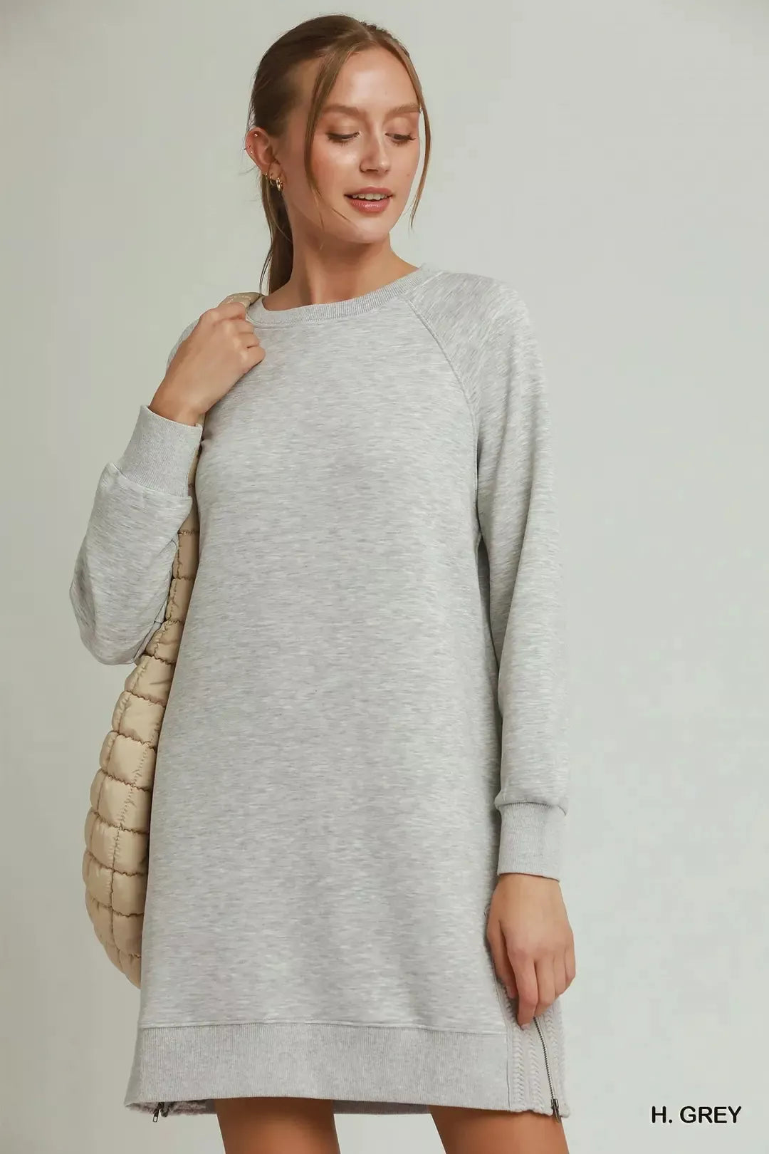 umgee side crochet Umgee Side Crochet Zipper Detailed Dress H. GREY (dress) - shop at us.meeeshop