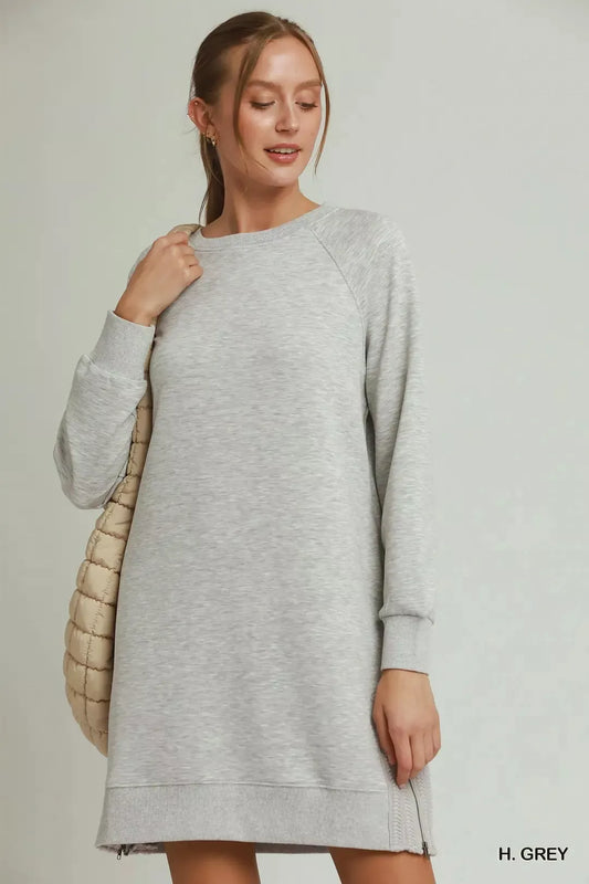 umgee side crochet Umgee Side Crochet Zipper Detailed Dress H. GREY (dress) - shop at us.meeeshop