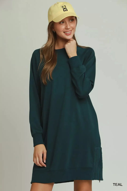 umgee side crochet Umgee Side Crochet Zipper Detailed Dress TEAL (dress) - shop at us.meeeshop