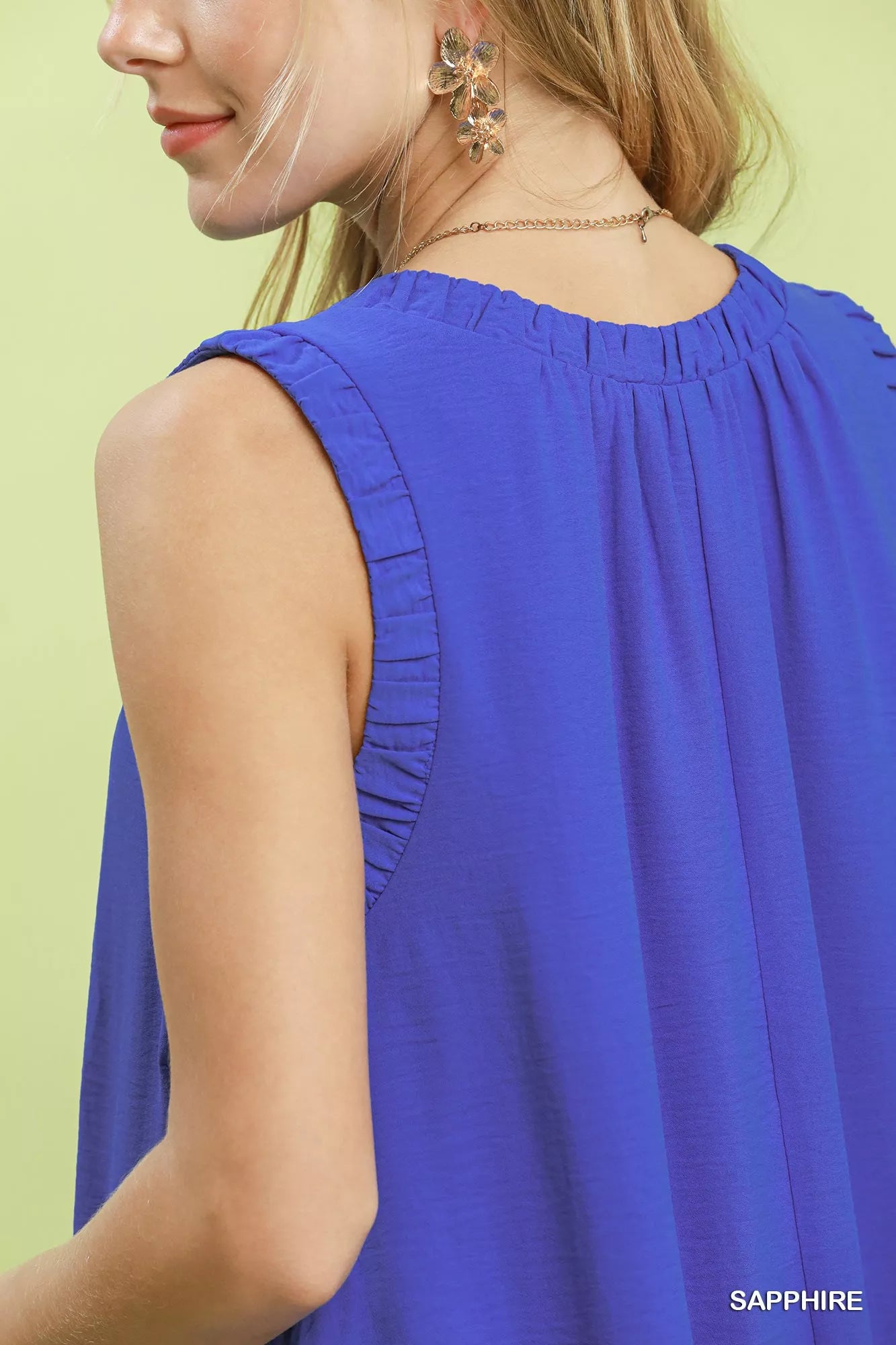 Umgee Sleeveless Ruffle Trim Drop Waist Mini Dress view 5 (dress) - what to wear over a sleeveless blac - shop at us.meeeshop