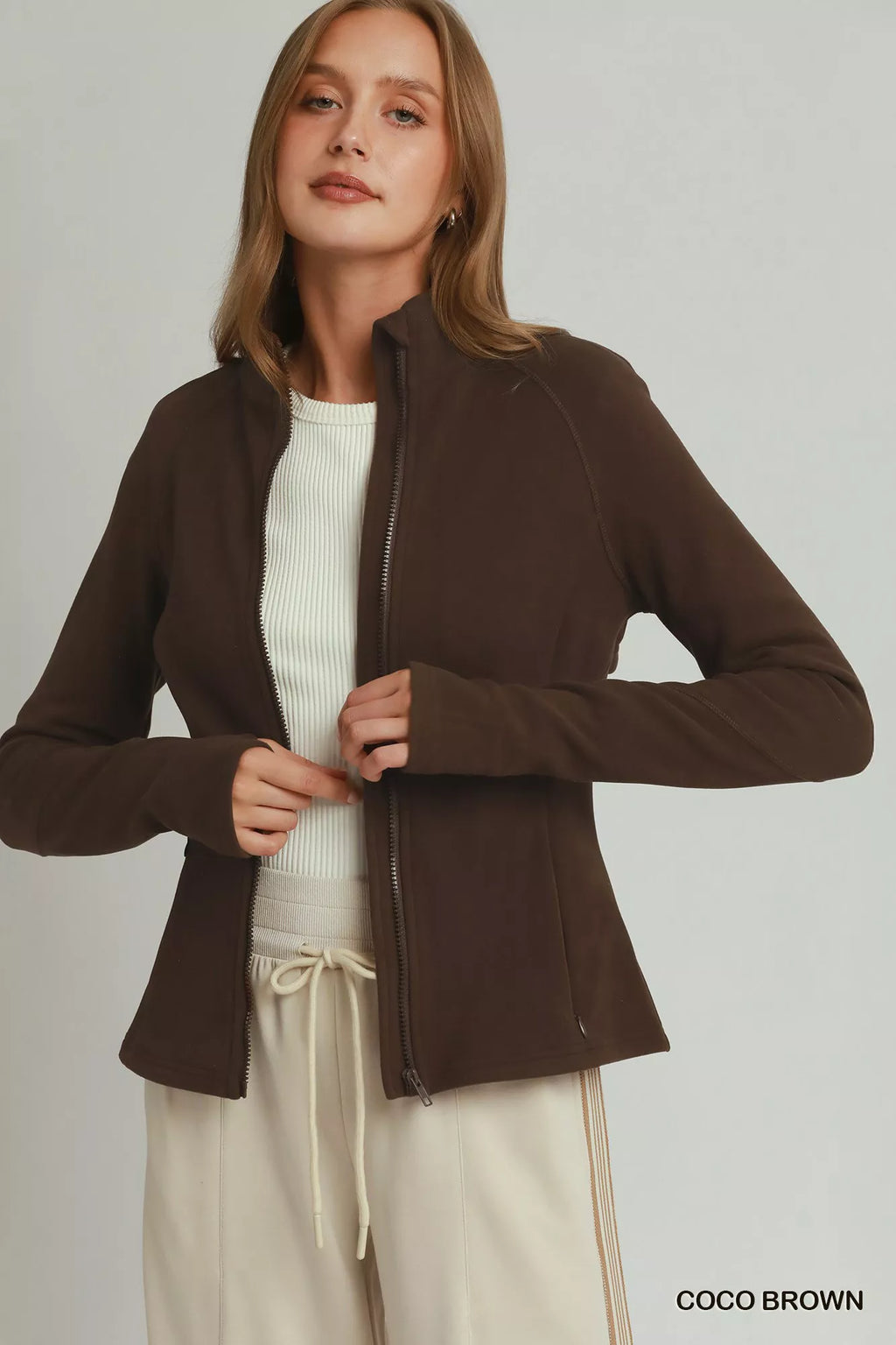 Umgee Soft Fleece Full Zip Jacket with Pockets view 4 (layer) - pockets jacket, zip pockets jacket - shop at us.meeeshop