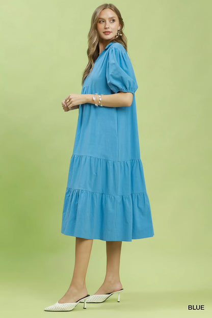 umgee solid tiered Umgee Solid Tiered Midi Dress view 2 (dress) - shop at us.meeeshop