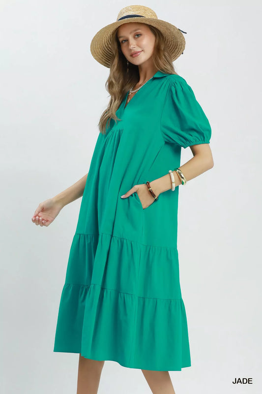 umgee solid tiered Umgee Solid Tiered Midi Dress view 2 (dress) - shop at us.meeeshop