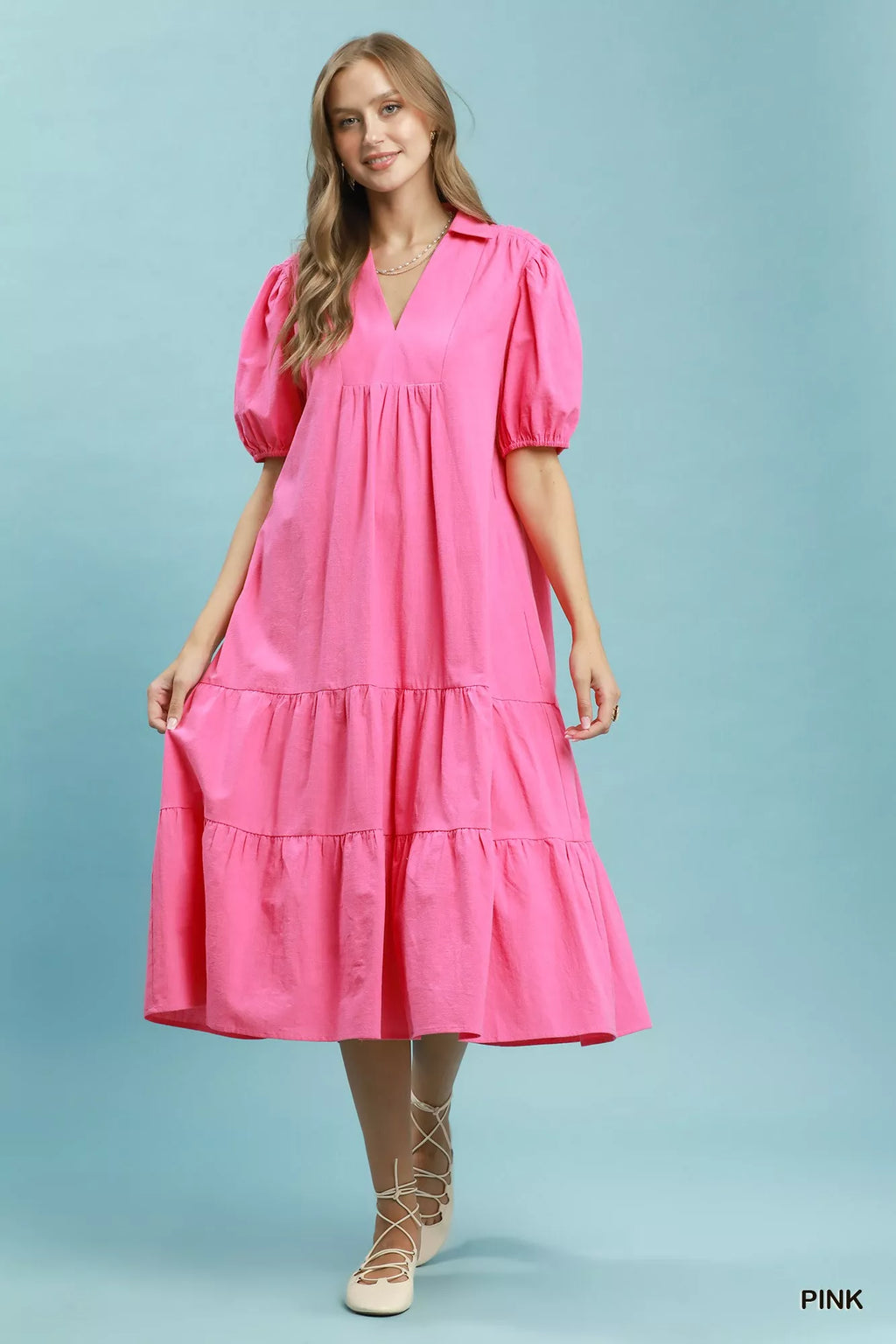 Umgee Solid Tiered Midi Dress view 4 (dress) - umgee solid dresses, umgee solid dotted tiered midi dres - shop at us.meeeshop