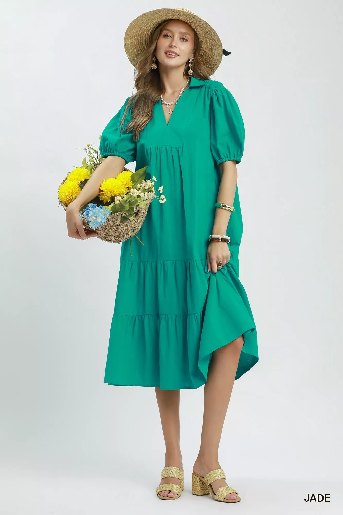 Umgee Solid Tiered Midi Dress view 5 (dress) - umgee solid dresses, umgee solid dotted tiered midi dres - shop at us.meeeshop