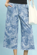 Umgee Stone Wash Wide Leg Crop Pants LT. DENIM (bottom) - pants 1, crop pants 1 - shop at us.meeeshop