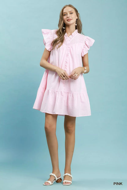 umgee stripe smocked Umgee Stripe Smocked Yoke Ruffle Dress view 4 (dress) - shop at us.meeeshop