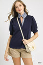 Umgee Striped Collar Popover Top
