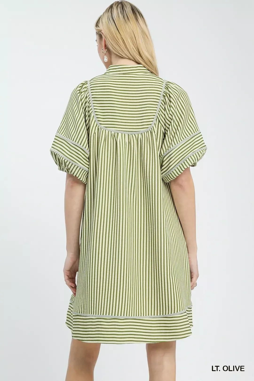 umgee striped puff Umgee Striped Puff Sleeve Shift Dress view 3 (dress) - shop at us.meeeshop