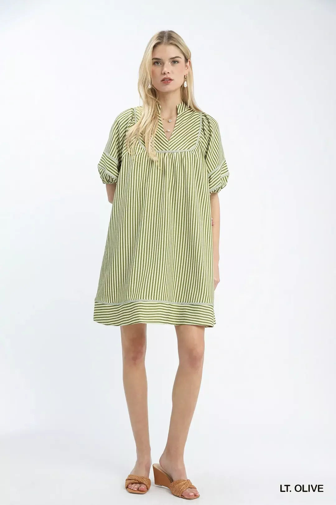 umgee striped puff Umgee Striped Puff Sleeve Shift Dress view 4 (dress) - shop at us.meeeshop