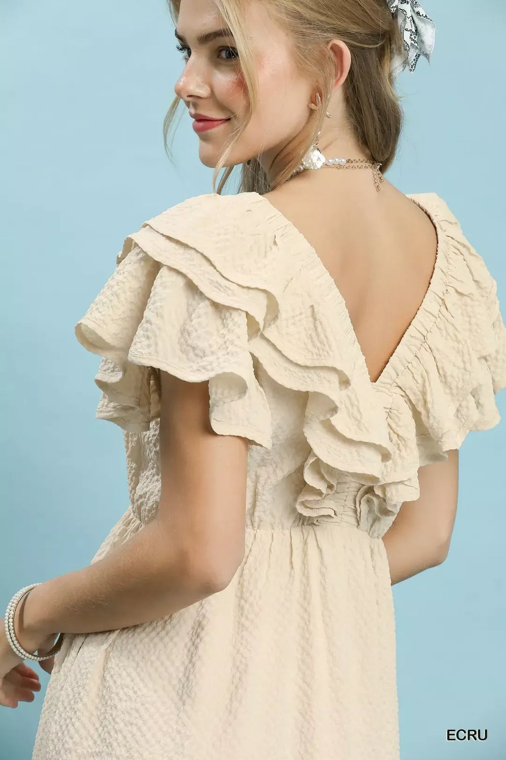 umgee textured ruffle Umgee Textured Ruffle Midi Dress view 6 (dress) - shop at us.meeeshop