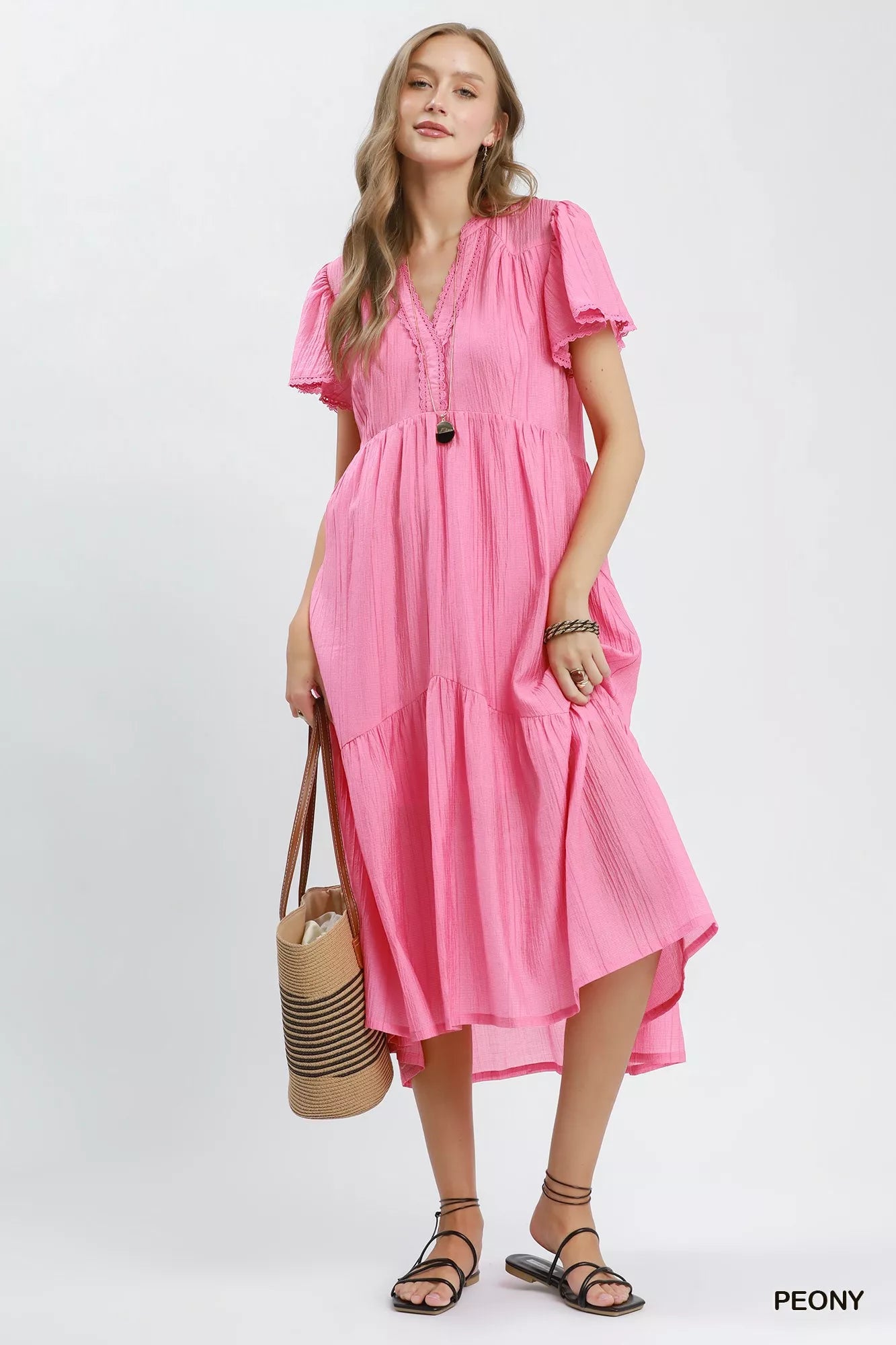 Umgee Textured Tiered Midi Dress with Side Pockets view 4 (dress) - umgee textured set, umgee textured  - shop at us.meeeshop