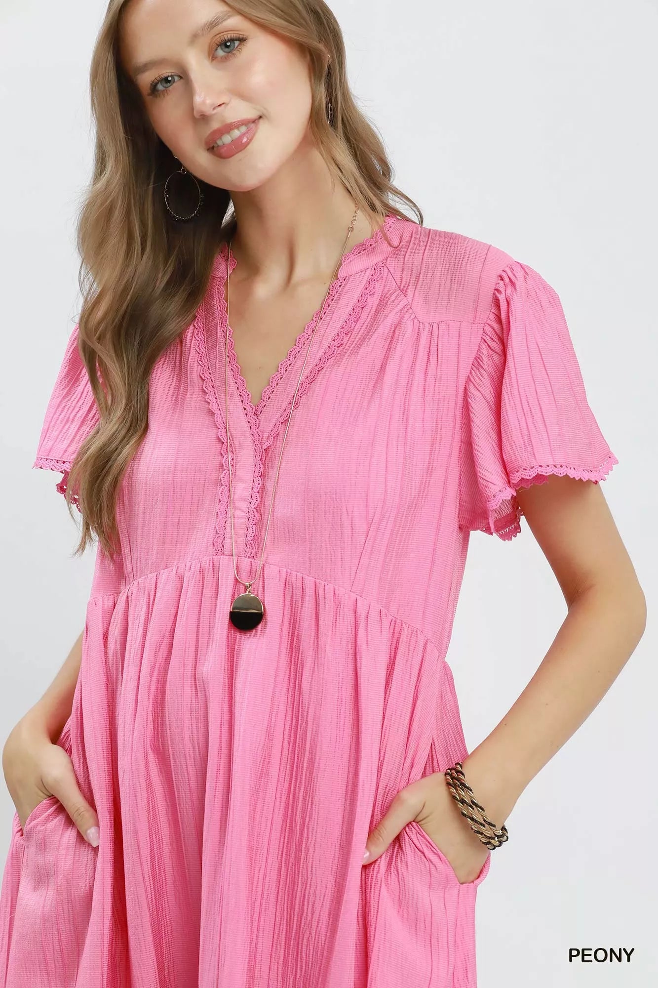 Umgee Textured Tiered Midi Dress with Side Pockets view 5 (dress) - umgee textured set, umgee textured  - shop at us.meeeshop