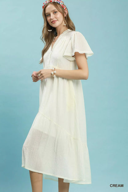 umgee textured tiered Umgee Textured Tiered Midi Dress with Side Pockets view 2 (dress) - shop at us.meeeshop