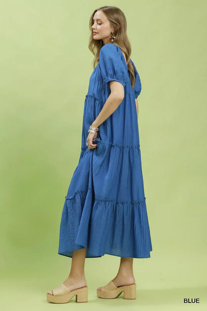 umgee textured tiered Umgee Textured Tiered Midi Dress view 3 (dress) - shop at us.meeeshop