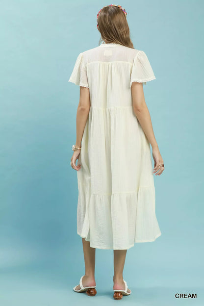 umgee textured tiered Umgee Textured Tiered Midi Dress with Side Pockets view 3 (dress) - shop at us.meeeshop