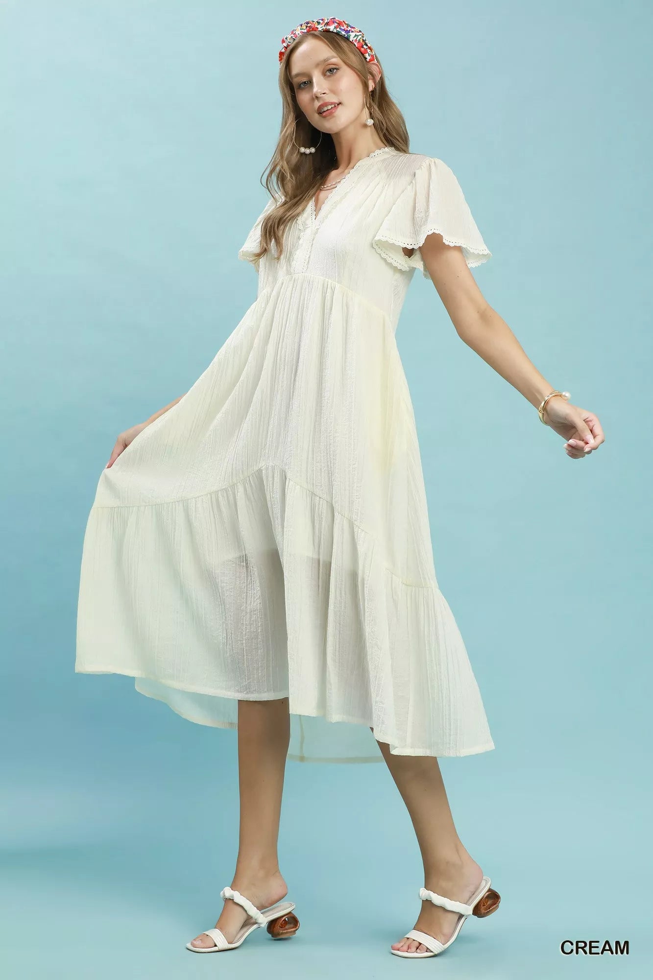 umgee textured tiered Umgee Textured Tiered Midi Dress with Side Pockets view 4 (dress) - shop at us.meeeshop