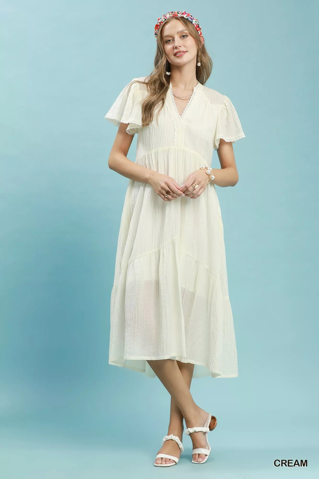 umgee textured tiered Umgee Textured Tiered Midi Dress with Side Pockets view 5 (dress) - shop at us.meeeshop