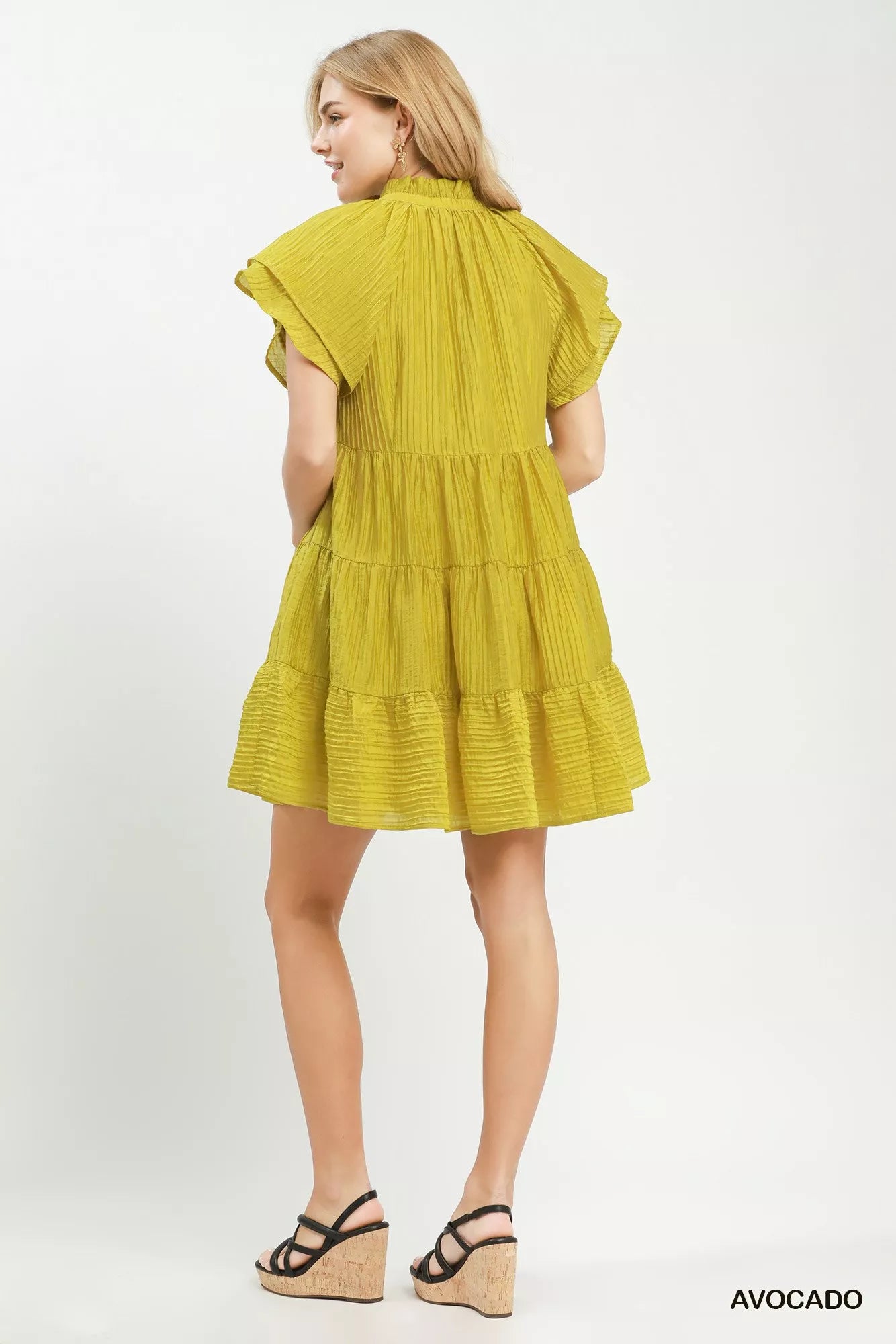 umgee tiered ruffle Umgee Tiered Ruffle Sleeve Textured Mini Dress view 3 (dress) - shop at us.meeeshop