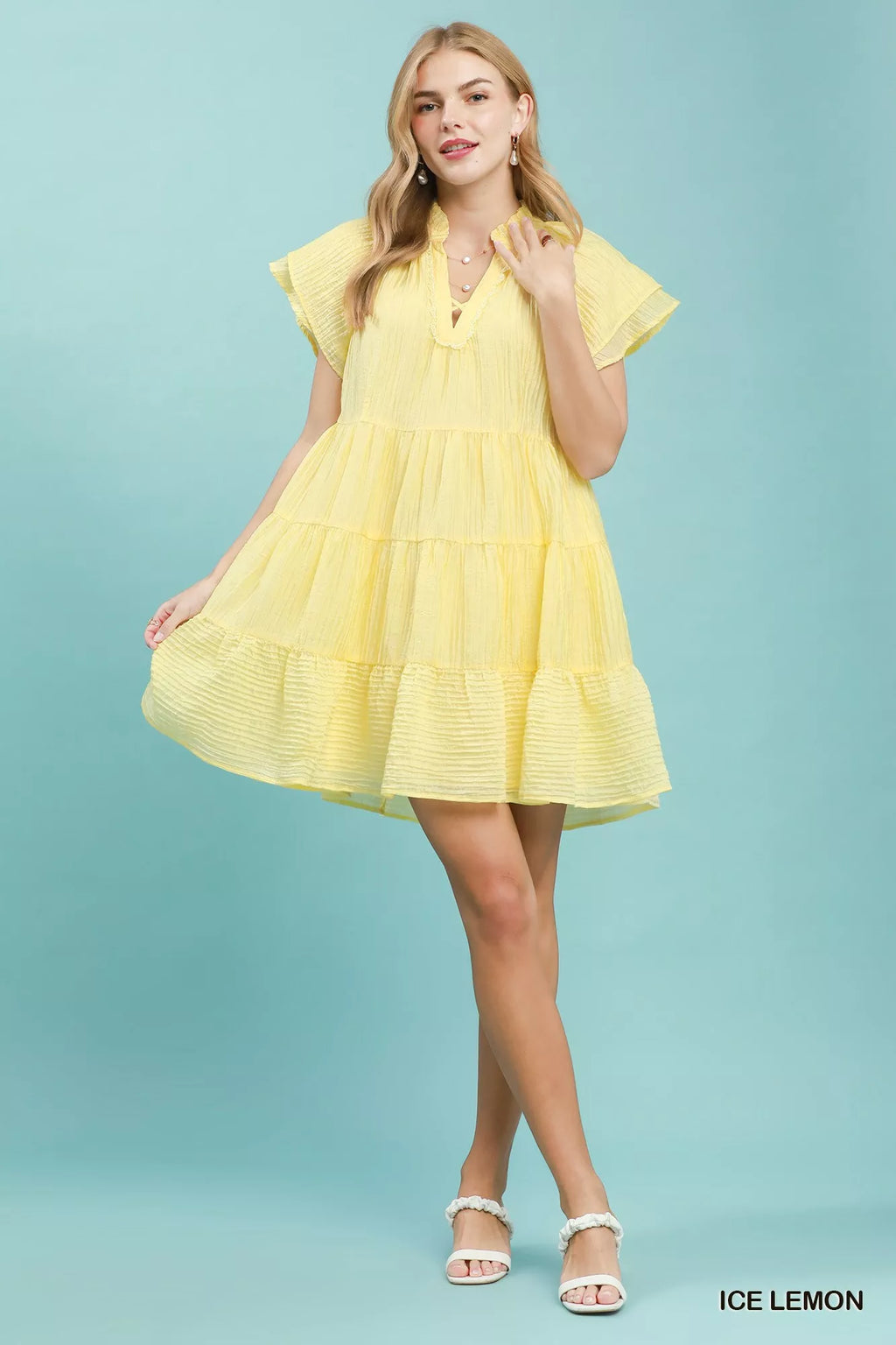 Umgee Tiered Ruffle Sleeve Textured Mini Dress view 4 (dress) - umgee tiered midi dress, umgee tiered m - shop at us.meeeshop