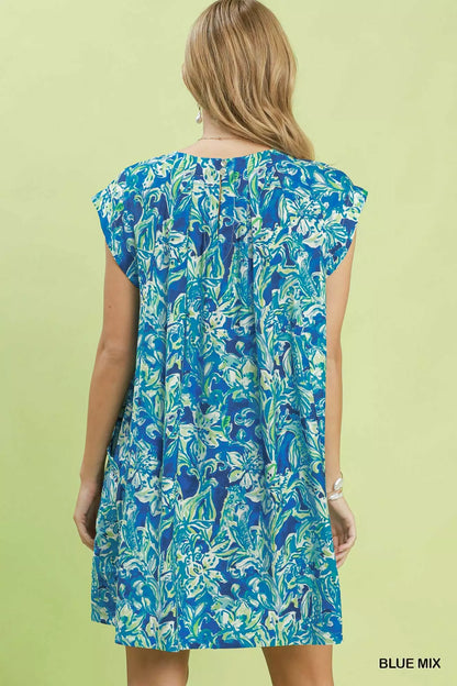 umgee tropical floral Umgee Tropical Floral Flutter Sleeve Swing Dress view 3 (dress) - shop at us.meeeshop