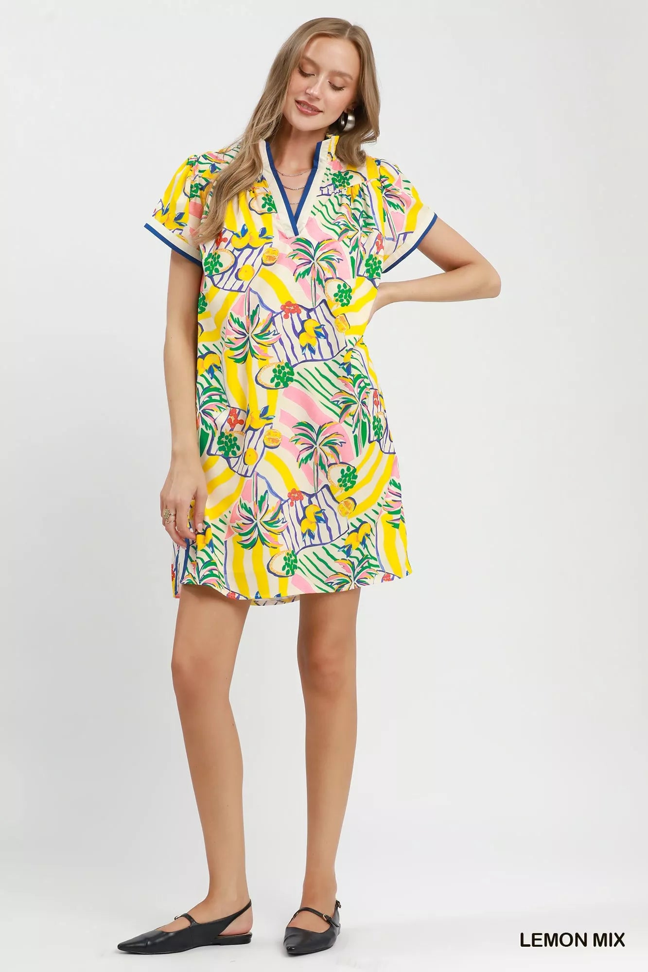 Umgee Tropical Print Collared Shift Dress view 4 (dress) - umgee floral dress, umgee tropical print dre - shop at us.meeeshop