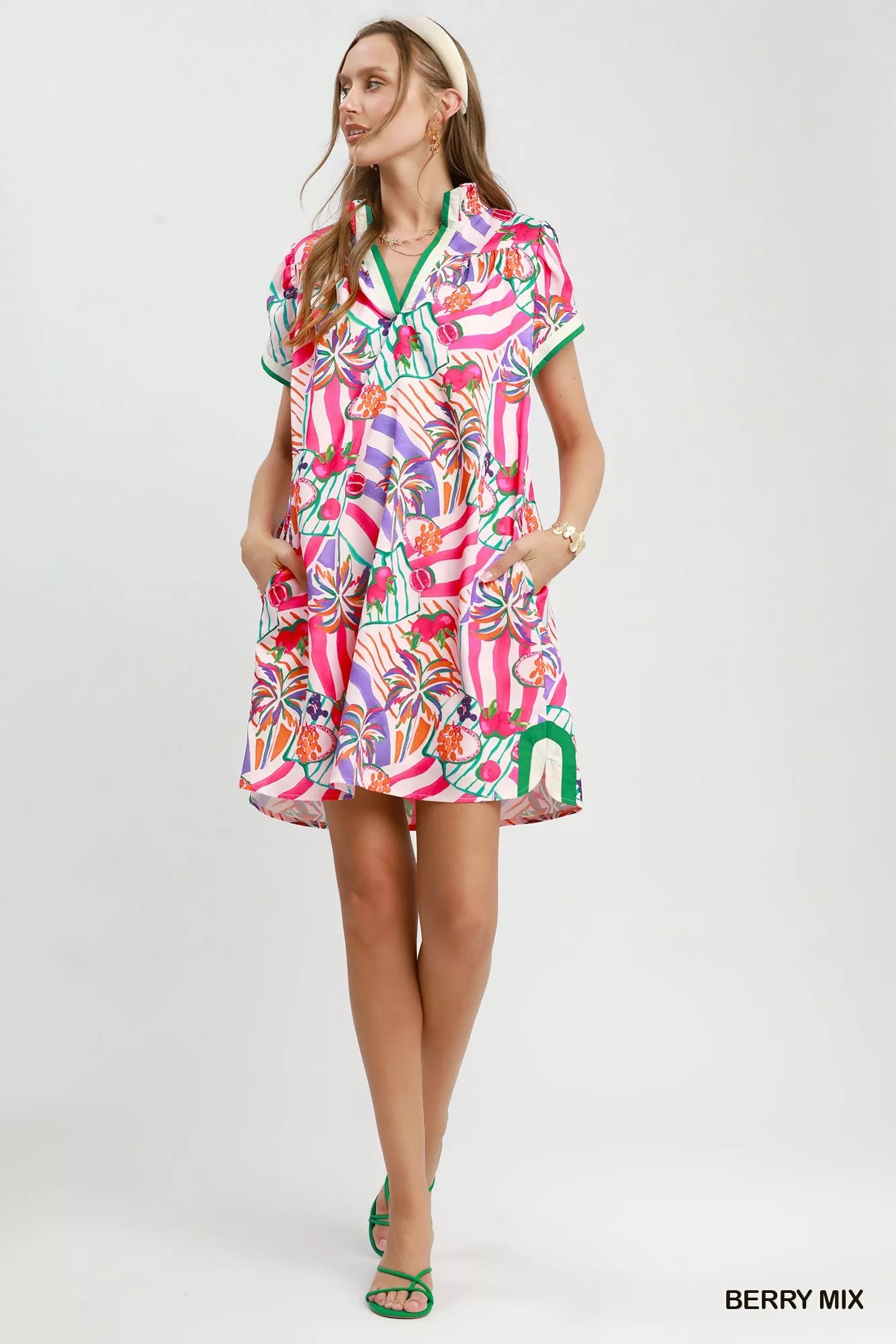 Umgee Tropical Print Collared Shift Dress view 4 (dress) - umgee floral dress, umgee tropical print dre - shop at us.meeeshop