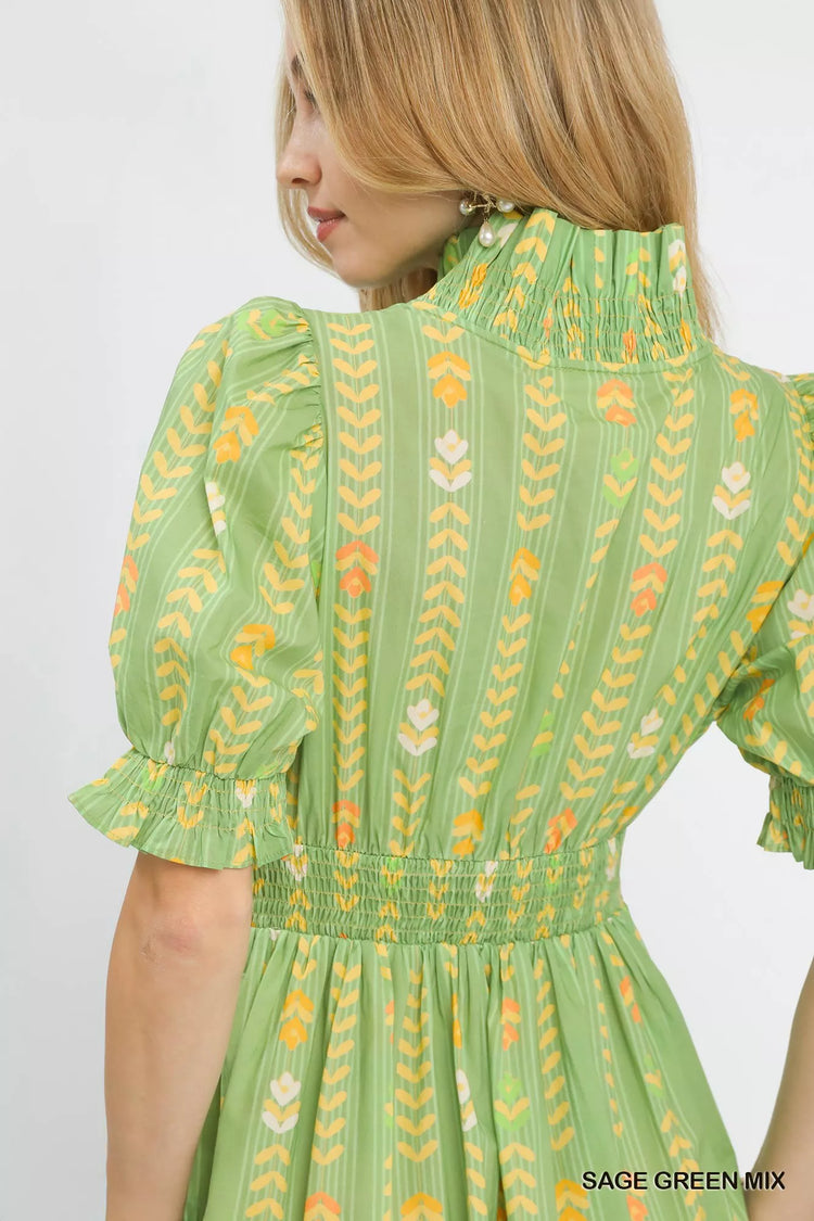 Umgee Vibrant Ruffle Smocked Midi Dress view 4 (dress) - midi dress, smocked midi dress - shop at us.meeeshop