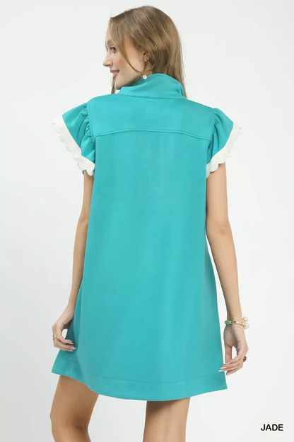 umgee zip neck Umgee Zip-neck Flutter Sleeve Dress view 3 (dress) - shop at us.meeeshop