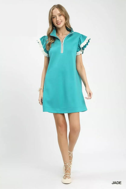 umgee zip neck Umgee Zip-neck Flutter Sleeve Dress view 5 (dress) - shop at us.meeeshop