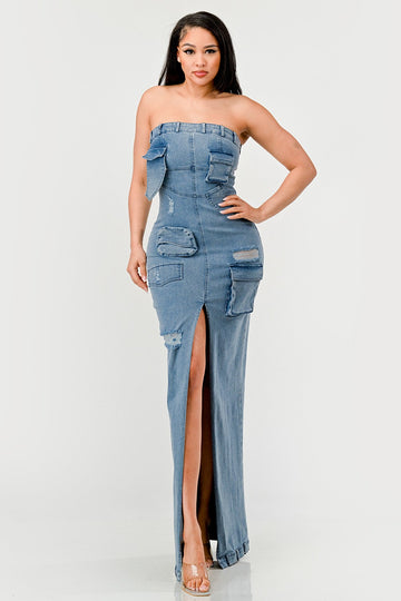 Urban Chic Denim Gown - MeeeShop Women's Fashion