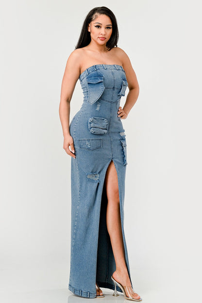 Urban Chic Denim Gown - MeeeShop Women's Fashion