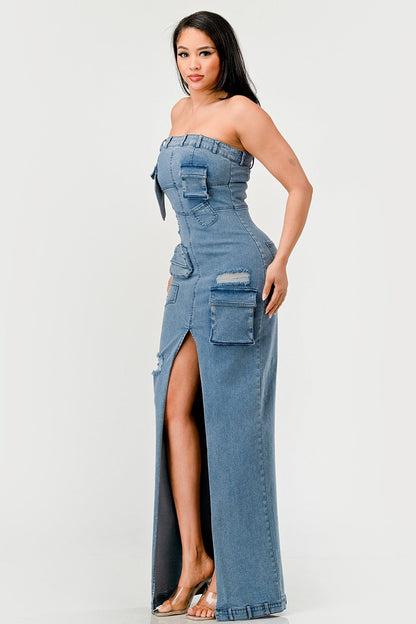 Urban Chic Denim Gown - MeeeShop Women's Fashion