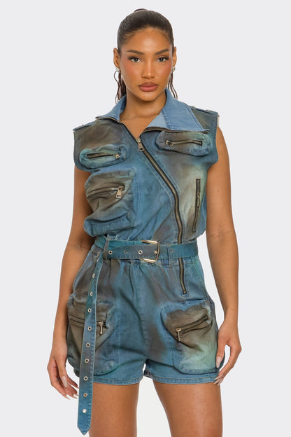 Urban Edge Zipper Utility Romper in S - Urban Edge Ropa (one-piece)
