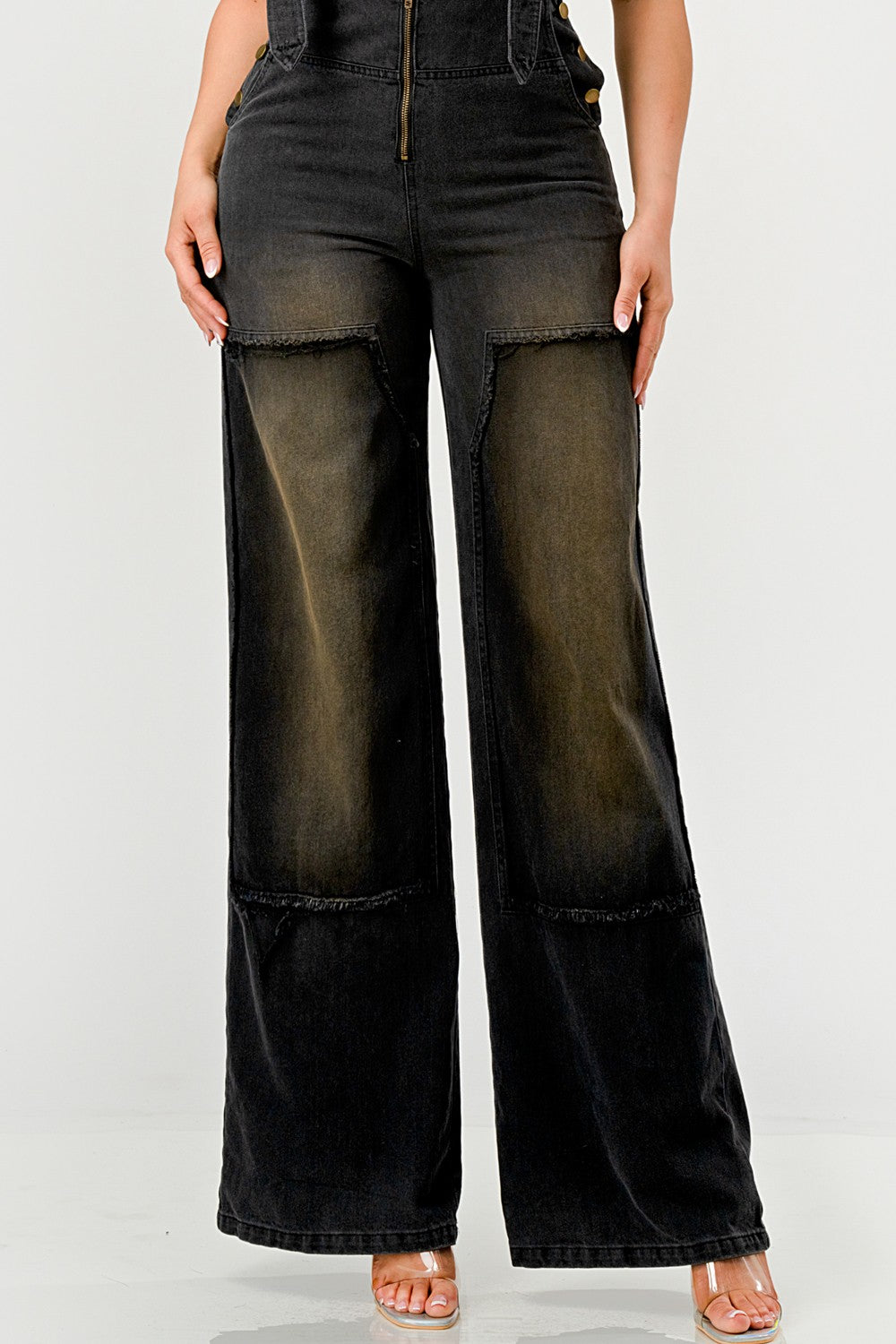 Urban Noir Denim Overalls Black Jumpsuit New - MeeeShop Women's Fashion